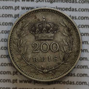 Moeda 200 réis 1909 prata D. Manuel II, dois tostões prata 1909, World Coins Portugal KM549. (MBC)