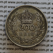 Moeda 200 réis 1909 prata D. Manuel II, dois tostões prata 1909, World Coins Portugal KM549. (MBC)
