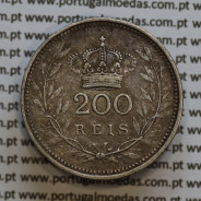Moeda 200 réis 1909 prata D. Manuel II, dois tostões prata 1909, World Coins Portugal KM549. (MBC)