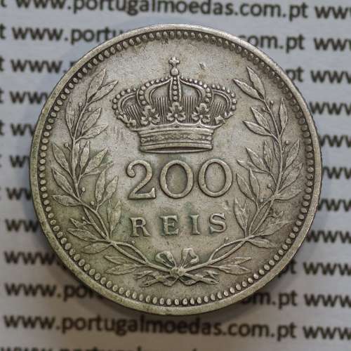 Moeda 200 réis 1909 prata D. Manuel II, dois tostões prata 1909, World Coins Portugal KM549. (MBC)