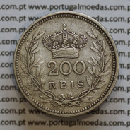 Moeda 200 réis 1909 prata D. Manuel II, dois tostões prata 1909, World Coins Portugal KM549. (MBC)