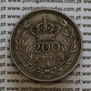 Moeda 200 réis 1909 prata D. Manuel II, dois tostões prata 1909, World Coins Portugal KM549. (MBC)