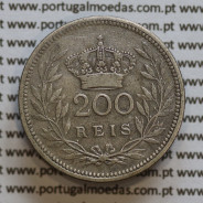 Moeda 200 réis 1909 prata D. Manuel II, dois tostões prata 1909, World Coins Portugal KM549. (BC)