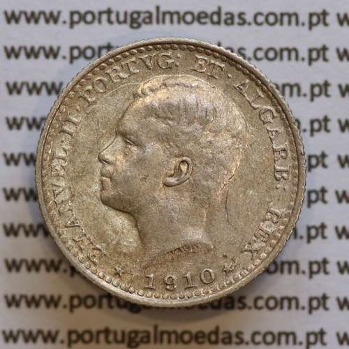 silver coin 100 réis 1910 of D. Manuel II, (VF+), World Coins Portugal KM 548