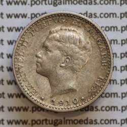 100 réis 1910 prata D. Manuel II, tostão prata 1910, World Coins Portugal KM548. (MBC+)