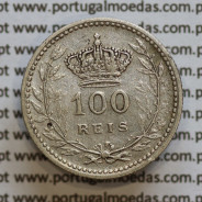 Moeda 100 réis 1910 prata D. Manuel II, tostão prata 1910, World Coins Portugal KM548. (MBC)