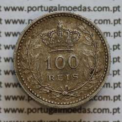 Moeda 100 réis 1910 prata D. Manuel II, tostão prata 1910, World Coins Portugal KM548. (MBC+)