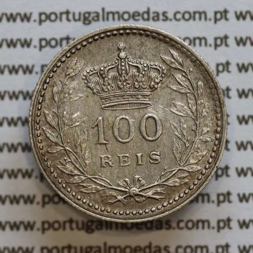 100 réis 1910 prata D. Manuel II, tostão prata 1910, World Coins Portugal KM548. (MBC)