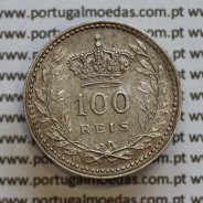 Moeda 100 réis 1910 prata D. Manuel II, tostão prata 1910, World Coins Portugal KM548. (MBC)