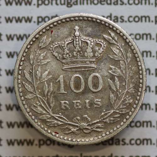 100 réis 1910 prata D. Manuel II, tostão prata 1910, World Coins Portugal KM548. (MBC)