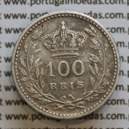 Moeda 100 réis 1910 prata D. Manuel II, tostão prata 1910, World Coins Portugal KM548. (MBC)