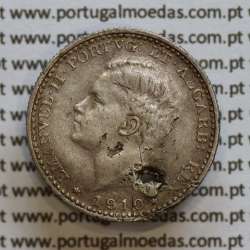 Moeda 100 réis 1910 prata D. Manuel II, tostão prata 1910, World Coins Portugal KM548. (REG) Moeda 100 réis 1910 prata D. Manuel II, tostão prata 1910, World Coins Portugal KM548. (REG)