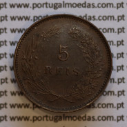 Moeda 5 réis 1910 bronze D. Manuel II, World Coins Portugal KM555. (MBC+)