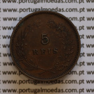 Moeda 5 réis 1910 bronze D. Manuel II, World Coins Portugal KM555. (MBC)