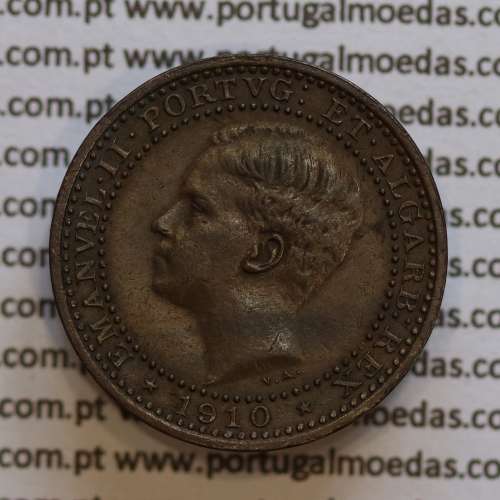 5 réis 1910 bronze D. Manuel II, World Coins Portugal KM555. (MBC)