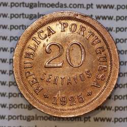 20 centavos 1925 Bronze, vinte centavos, (MBC+/Bela-), World Coins krause Portugal KM 574