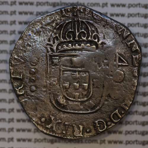 Cruzado prata de D. João IV, com carimbo "S00" de 500 Réis de D. Afonso VI,  World Coins Portugal KM 437.1