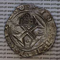 Cruzado prata de D. João IV, com carimbo "S00" de 500 Réis de D. Afonso VI,  World Coins Portugal KM 437.1