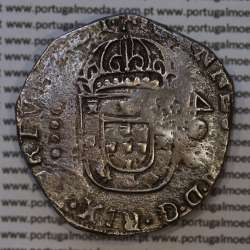 Carimbo de 500 Réis de D. Afonso VI, sobre Cruzado Prata de D. João IV, carimbo "S00",  World Coins Portugal KM 437.1