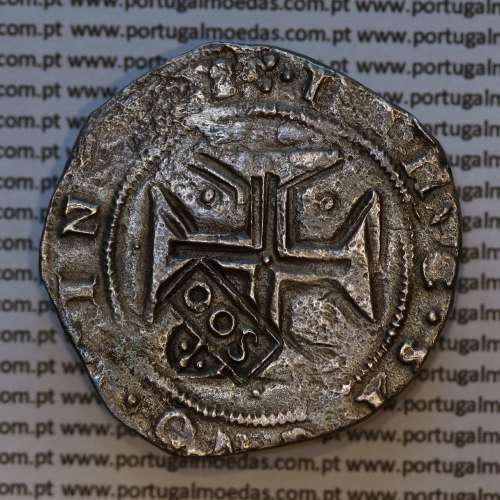 Carimbo de 500 Réis de D. Afonso VI, sobre Cruzado Prata de D. João IV, carimbo "S00",  World Coins Portugal KM 437.1