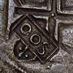 Carimbo de 500 Réis de D. Afonso VI, sobre Cruzado Prata de D. João IV, carimbo "S00",  World Coins Portugal KM 437.1