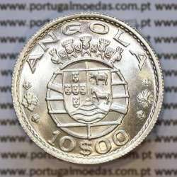Angola, 10 escudos prata 1955, 10$00 prata 1955 Ex-Colónia de Angola, (Soberba), World Coins Angola KM 73