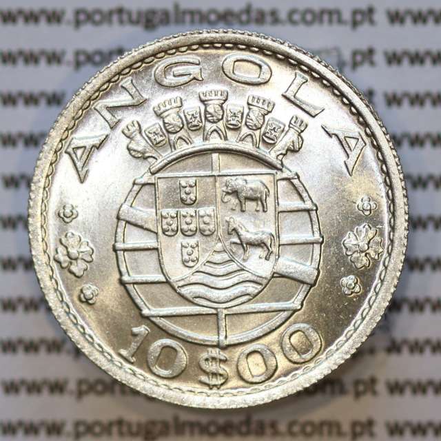 Angola, 10 escudos prata 1955, 10$00 prata 1955 Ex-Colónia de Angola, (Soberba), World Coins Angola KM 73