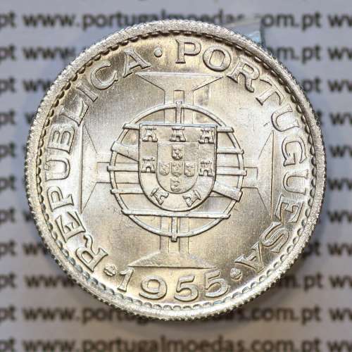 Moeda 10$00 prata 1955 Angola, "10 escudos prata 1955" (Soberba) - World Coins Angola KM 73