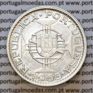 Moeda 10$00 prata 1955 Angola, "10 escudos prata 1955" (MBC) - World Coins Angola KM 73