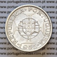 Moeda 10$00 prata 1955 Angola, "10 escudos prata 1955" (MBC+/Bela) - World Coins Angola KM 73