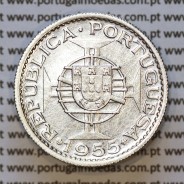 Moeda 10$00 prata 1955 Angola, "10 escudos prata 1955" (MBC) - World Coins Angola KM 73