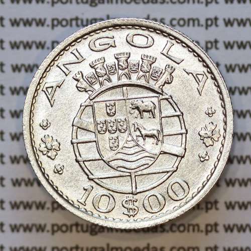 Moeda 10$00 prata 1955 Angola, "10 escudos prata 1955" (MBC) - World Coins Angola KM 73