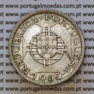 Moeda 10$00 prata 1955 Angola, "10 escudos prata 1955" (MBC) - World Coins Angola KM 73