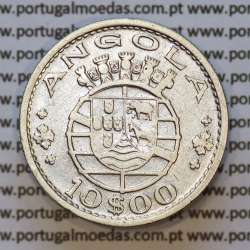 Moeda 10$00 prata 1955 Angola, "10 escudos prata 1955" (BC/MBC-) - World Coins Angola KM 73