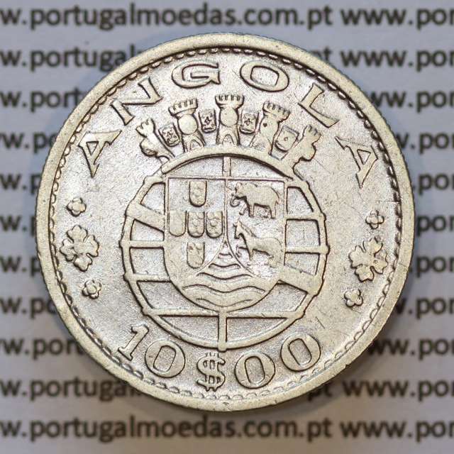 Moeda 10$00 prata 1955 Angola, "10 escudos prata 1955" (BC/MBC-) - World Coins Angola KM 73