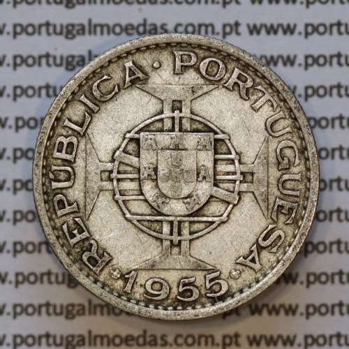 Moeda 10$00 prata 1955 Angola, "10 escudos prata 1955" (BC/MBC-) - World Coins Angola KM 73