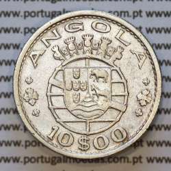 Moeda 10$00 prata 1955 Angola, "10 escudos prata 1955" (BC/MBC-) - World Coins Angola KM 73