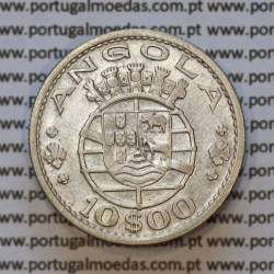 Moeda 10$00 prata 1955 Angola, "10 escudos prata 1955" (BC/MBC-) - World Coins Angola KM 73