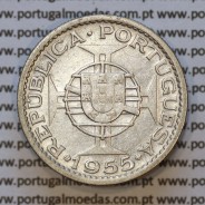 Moeda 10$00 prata 1955 Angola, "10 escudos prata 1955" (BC/MBC-) - World Coins Angola KM 73