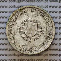 Moeda 10$00 prata 1955 Angola, "10 escudos prata 1955" (BC/MBC-) - World Coins Angola KM 73