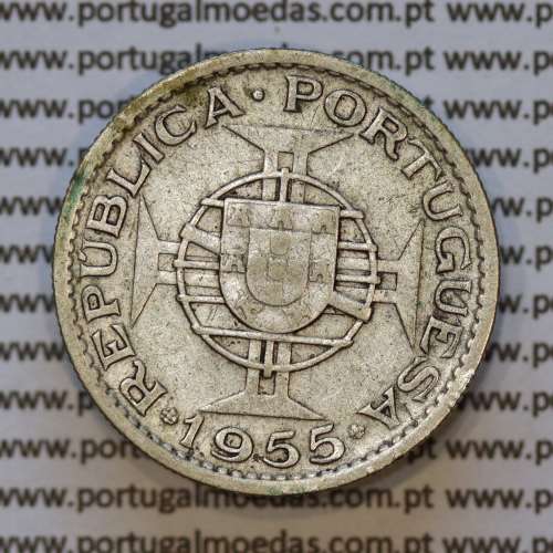 Moeda 10$00 prata 1955 Angola, "10 escudos prata 1955" (BC/MBC-) - World Coins Angola KM 73