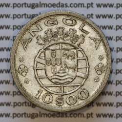 Moeda 10$00 prata 1955 Angola, "10 escudos prata 1955" (MBC) - World Coins Angola KM 73