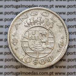 Moeda 10$00 prata 1955 Angola, "10 escudos prata 1955" (BC/MBC-) - World Coins Angola KM 73