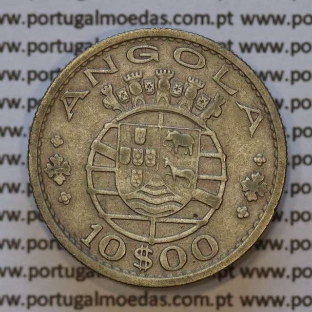 Moeda 10$00 prata 1955 Angola, "10 escudos prata 1955" (BC/MBC-) - World Coins Angola KM 73