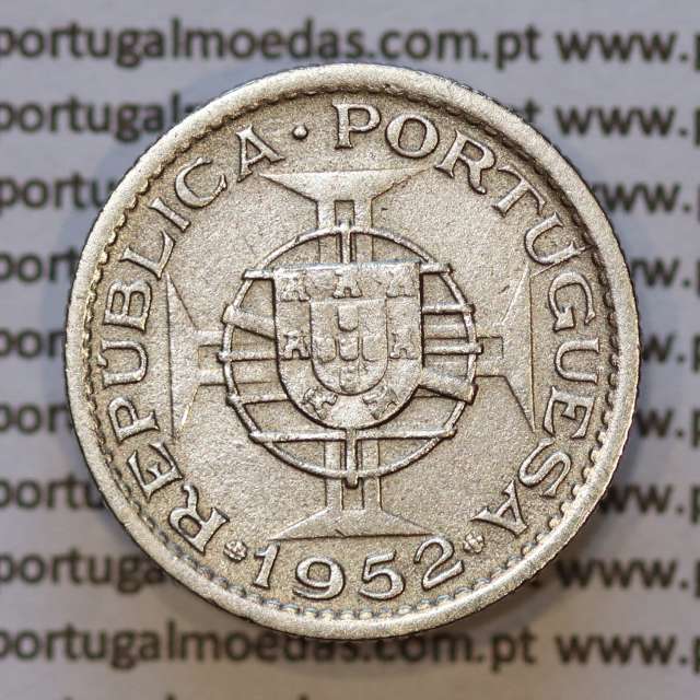 Moeda 2$50 Cupro-níquel 1952 Moçambique, "dois escudos e cinquenta centavos 1952 " (MBC) - World Coins Mozambique KM 78