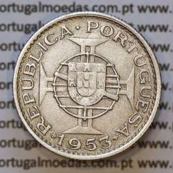 Moeda 2$50 Cupro-níquel 1953 Moçambique, "dois escudos e cinquenta centavos 1953 " (MBC) - World Coins Mozambique KM 78
