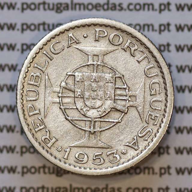 Moeda 2$50 Cupro-níquel 1953 Moçambique, "dois escudos e cinquenta centavos 1953 " (MBC) - World Coins Mozambique KM 78