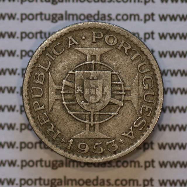 Moeda 2$50 Cupro-níquel 1953 Moçambique, "dois escudos e cinquenta centavos 1953 " (MBC) - World Coins Mozambique KM 78