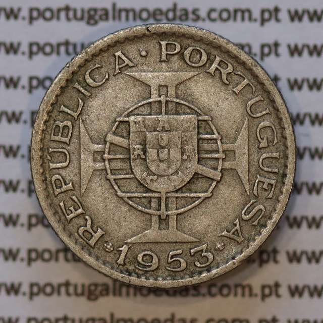 Moeda 2$50 Cupro-níquel 1953 Moçambique, "dois escudos e cinquenta centavos 1953 " (MBC) - World Coins Mozambique KM 78