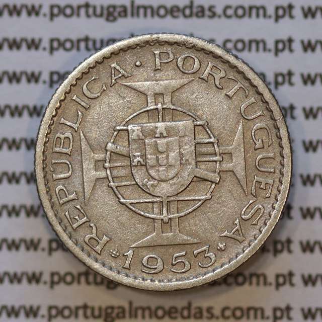 Moeda 2$50 Cupro-níquel 1953 Moçambique, "dois escudos e cinquenta centavos 1953 " (BC) - World Coins Mozambique KM 78